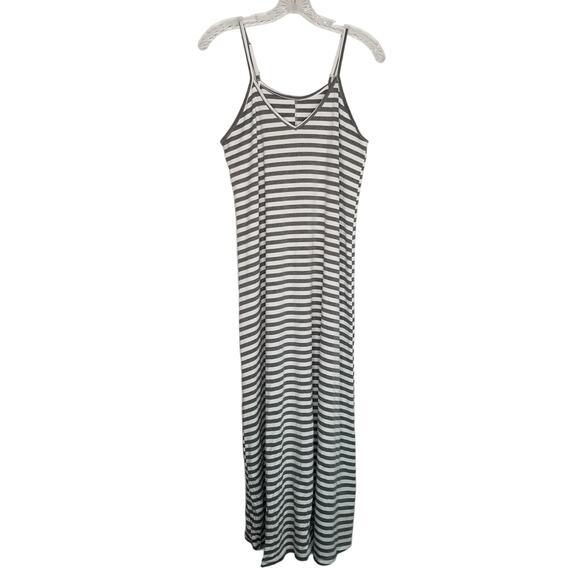 Striped V-Neck Spaghetti Strap A-Line Maxi Dress, Size S - Picture 2 of 8